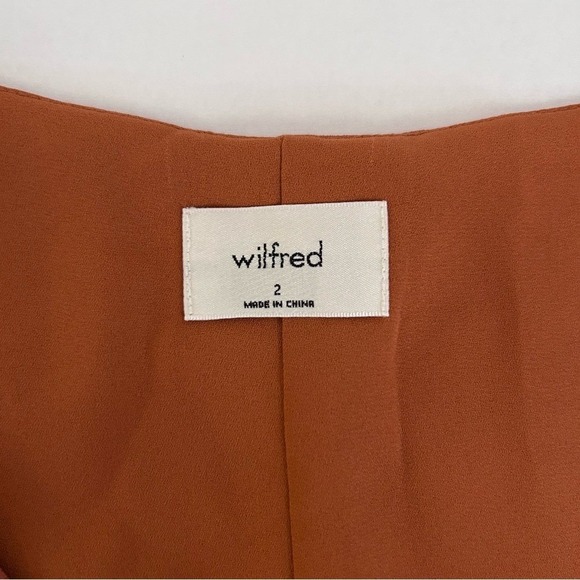 Wilfred Aritzia‎ Button Front Mini Dress Womens 2 Rust Terracotta Crepe V-Neck - Picture 8 of 10